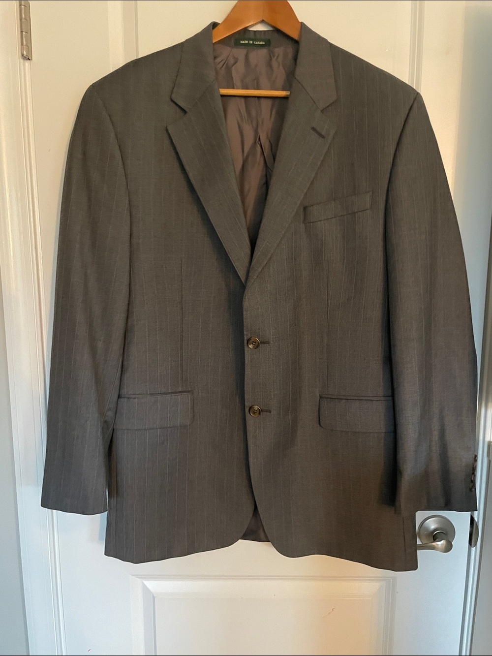 Ralph Lauren 44L Men's Gray Pinstripe Blazer - Classic Two-Button